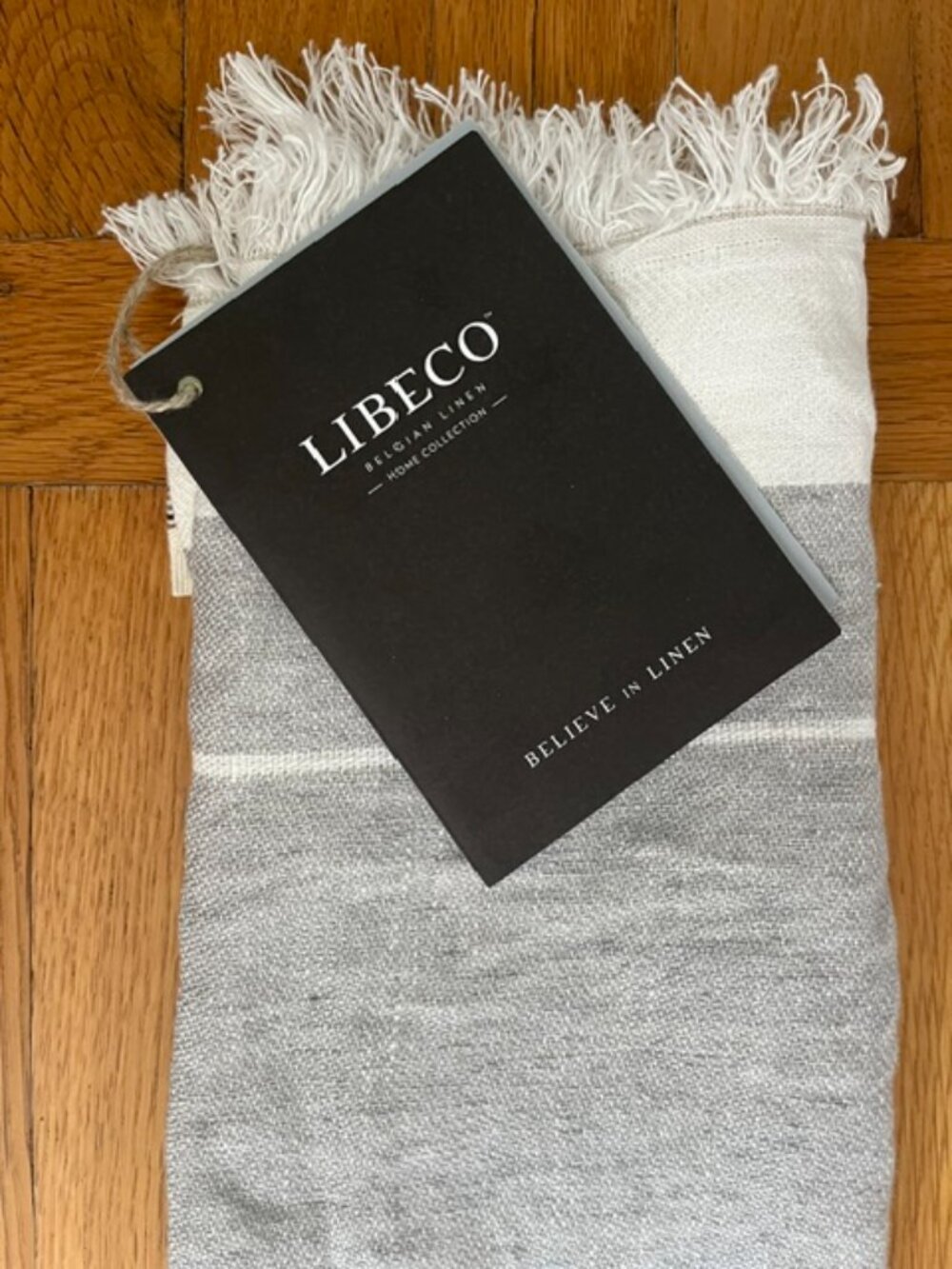 Libeco The Belgian Linen Towel Ash Stripe 25" x 22" NWT's Libeco